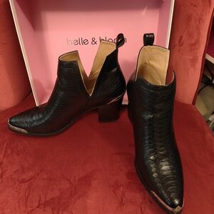 Belle & Bloom Black Textured Ankle Booties